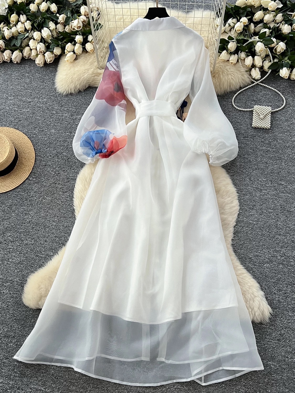 Having a moment print dress ED150 images